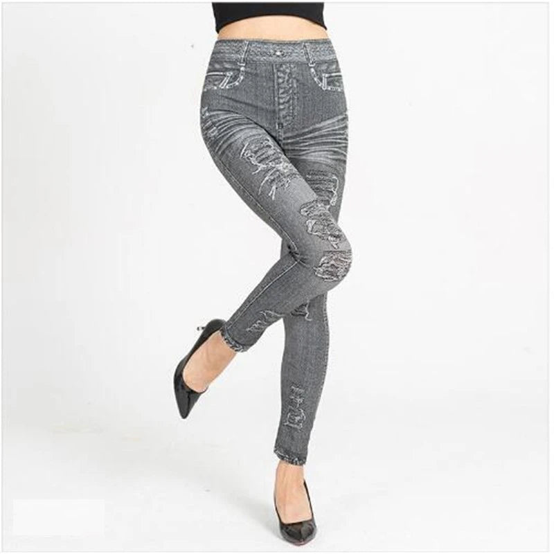 Legging Women's Imitation Jeans Summer Hip Lifting High Elasticity For Ladies Thin Fit Slimming Cropped Slim nine-point Pants