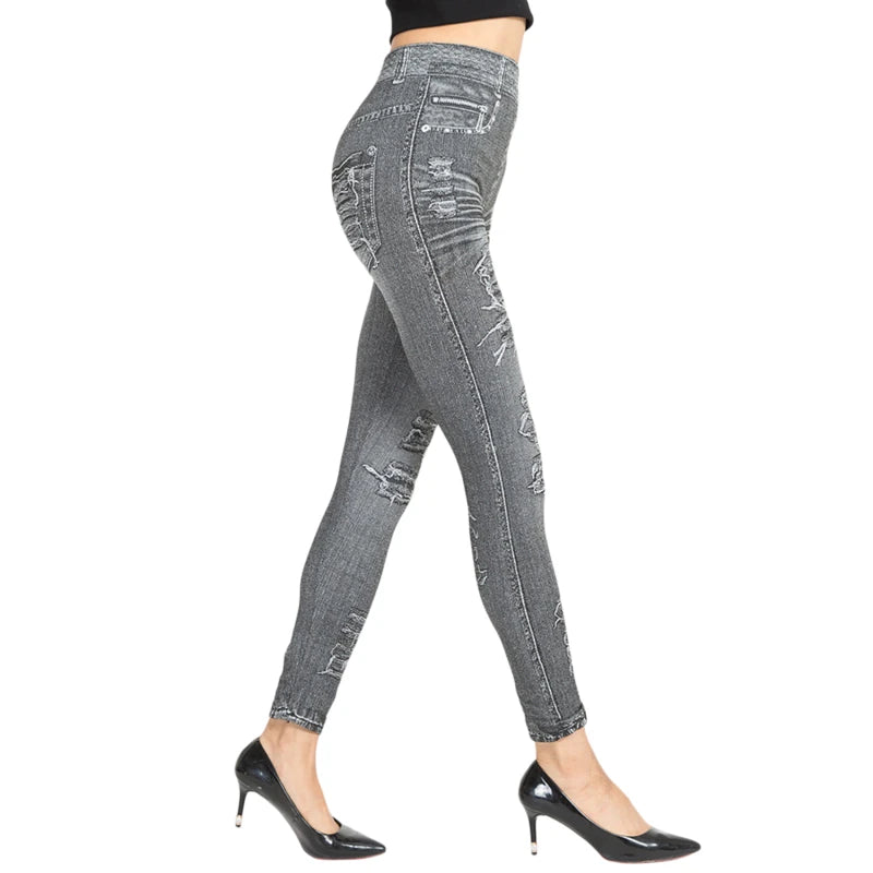 Legging Women's Imitation Jeans Summer Hip Lifting High Elasticity For Ladies Thin Fit Slimming Cropped Slim nine-point Pants