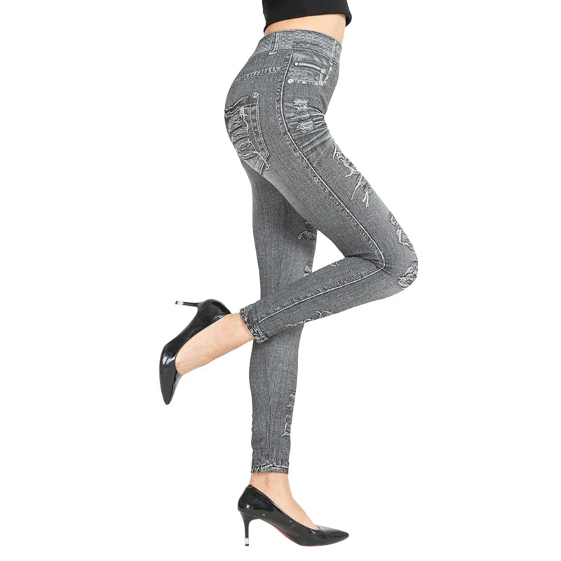 Legging Women's Imitation Jeans Summer Hip Lifting High Elasticity For Ladies Thin Fit Slimming Cropped Slim nine-point Pants