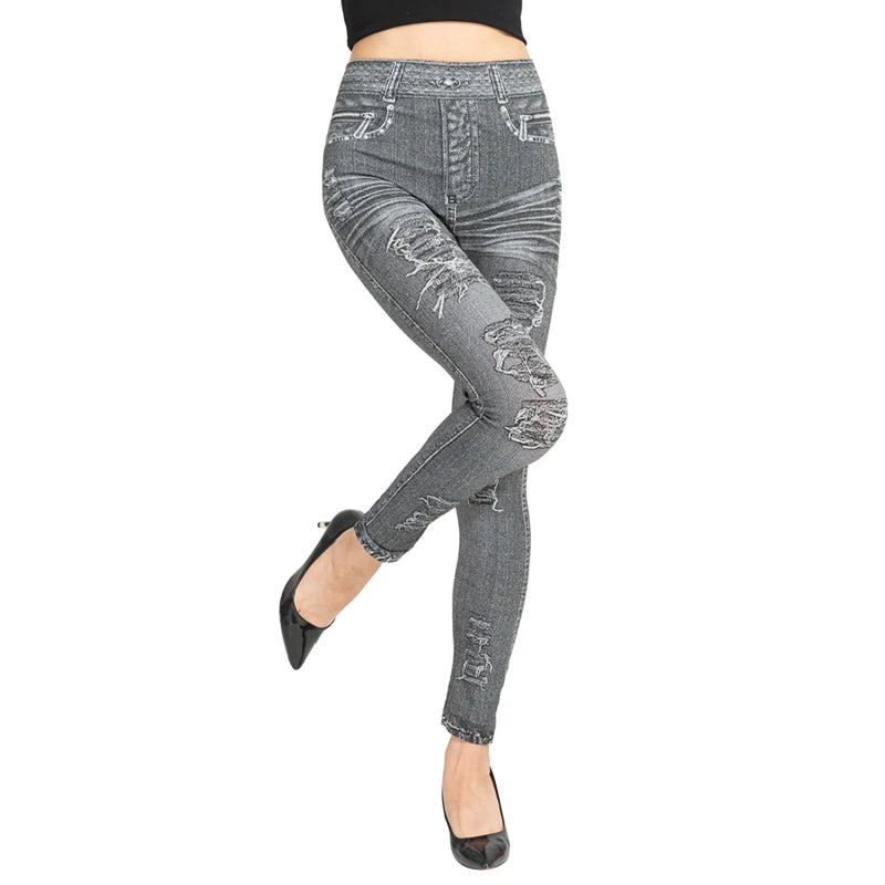 Legging Women's Imitation Jeans Summer Hip Lifting High Elasticity For Ladies Thin Fit Slimming Cropped Slim nine-point Pants